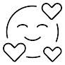 Cara sonriente con corazones